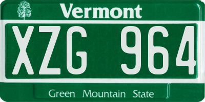 VT license plate XZG964