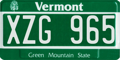 VT license plate XZG965