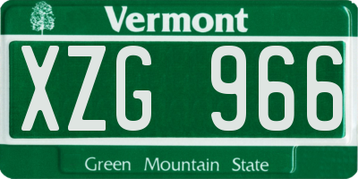 VT license plate XZG966