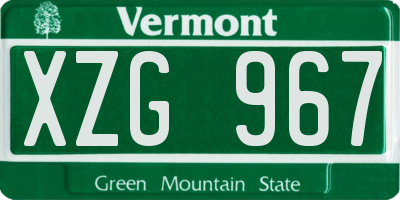 VT license plate XZG967