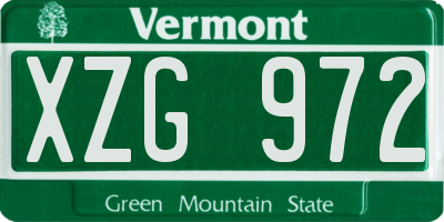VT license plate XZG972