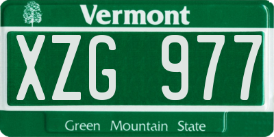 VT license plate XZG977