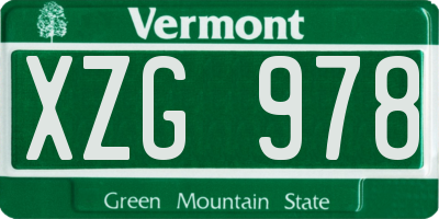 VT license plate XZG978