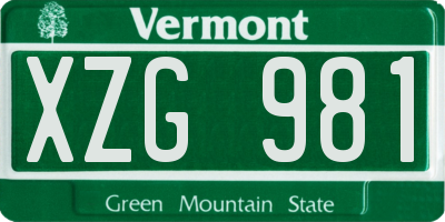 VT license plate XZG981