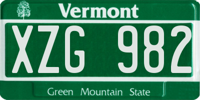 VT license plate XZG982