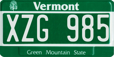 VT license plate XZG985