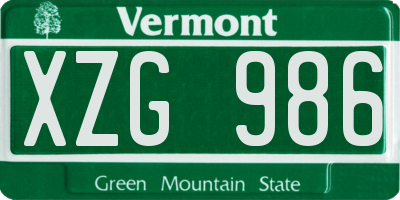 VT license plate XZG986