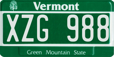 VT license plate XZG988