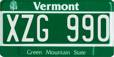 VT license plate XZG990
