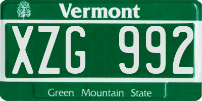 VT license plate XZG992