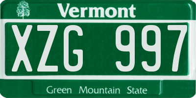 VT license plate XZG997