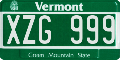 VT license plate XZG999