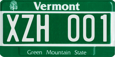 VT license plate XZH001