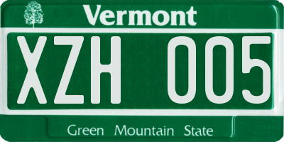 VT license plate XZH005