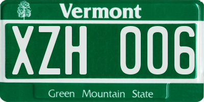 VT license plate XZH006