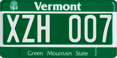 VT license plate XZH007