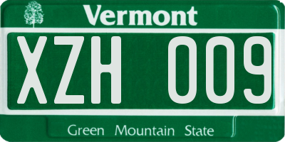 VT license plate XZH009