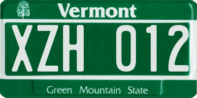VT license plate XZH012