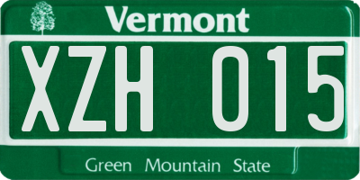VT license plate XZH015