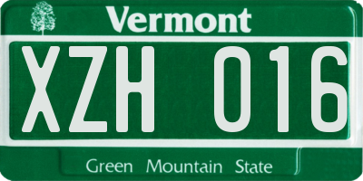 VT license plate XZH016