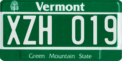 VT license plate XZH019