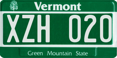 VT license plate XZH020
