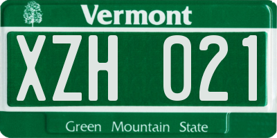 VT license plate XZH021