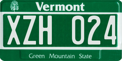VT license plate XZH024