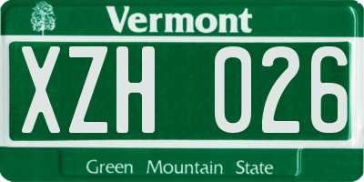 VT license plate XZH026