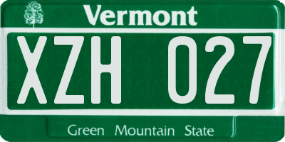 VT license plate XZH027