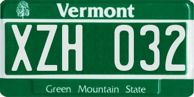 VT license plate XZH032