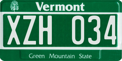 VT license plate XZH034