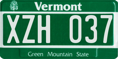 VT license plate XZH037
