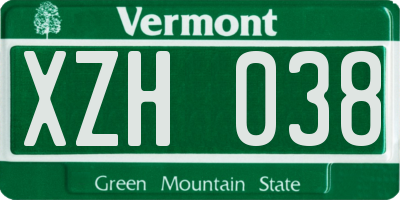 VT license plate XZH038