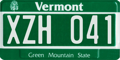 VT license plate XZH041