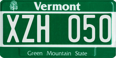 VT license plate XZH050