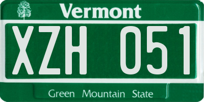 VT license plate XZH051