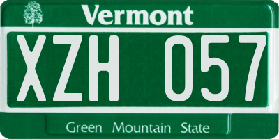 VT license plate XZH057