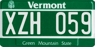 VT license plate XZH059