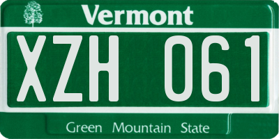 VT license plate XZH061