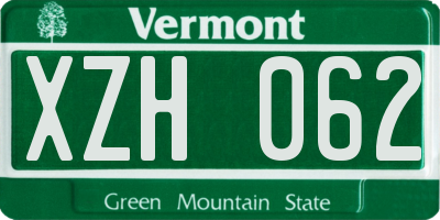 VT license plate XZH062
