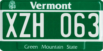 VT license plate XZH063