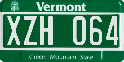VT license plate XZH064