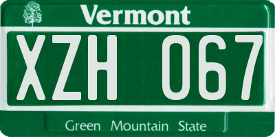 VT license plate XZH067