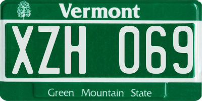 VT license plate XZH069