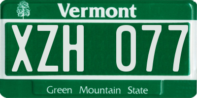 VT license plate XZH077