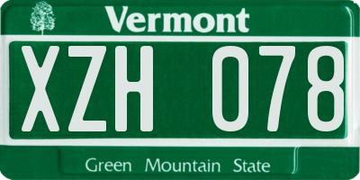VT license plate XZH078