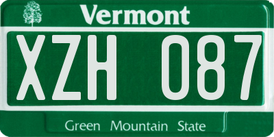 VT license plate XZH087