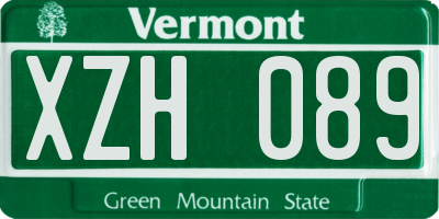 VT license plate XZH089