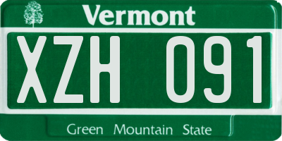VT license plate XZH091